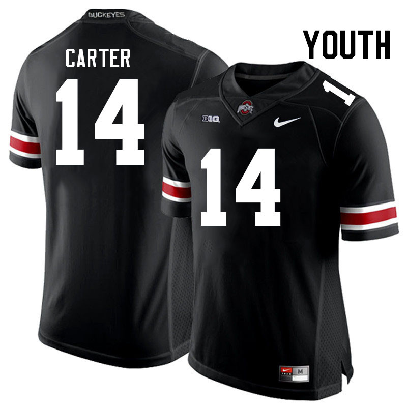 Youth #14 Ja'Had Carter Ohio State Buckeyes College Football Jerseys Stitched-Black